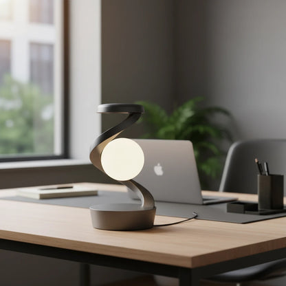 Rotating Moon Desk Lamp with Wireless Phone Charging, Sensor Control, and Night Light Function