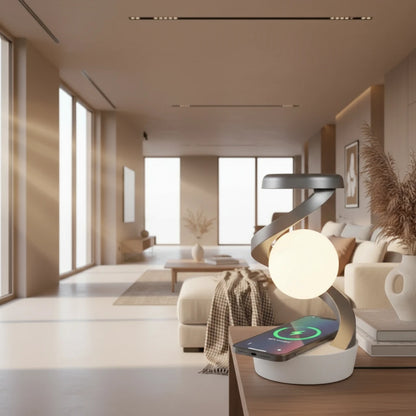 Rotating Moon Desk Lamp with Wireless Phone Charging, Sensor Control, and Night Light Function